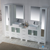 Sydney 102" Vanity Set with Vessel Sinks and Mirror Linen Cabinet