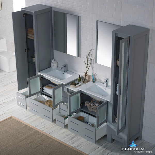 Sydney 102" Vanity Set with Mirror Linen Cabinet