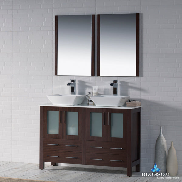 Sydney 48" Double Vanity Set with Vessel Sinks and Mirrors