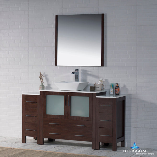 Sydney 60" Vanity Set with Vessel Sink and Double Side Cabinets