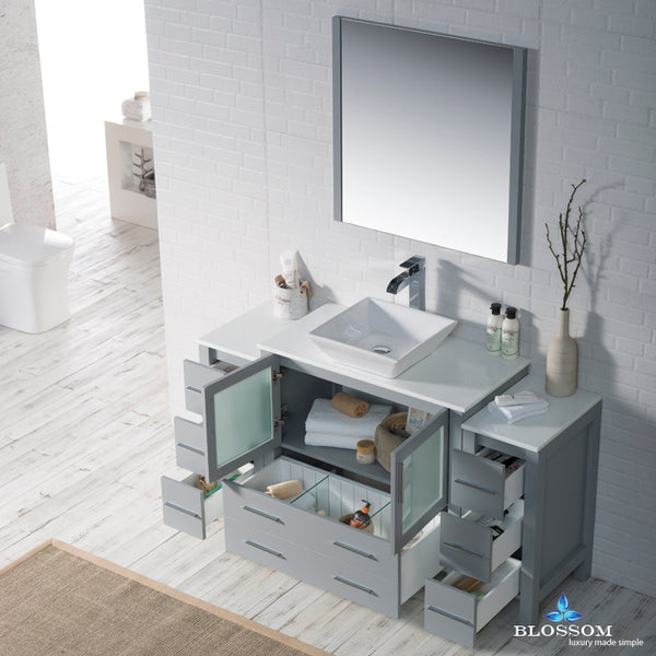 Sydney 60" Vanity Set with Vessel Sink and Double Side Cabinets