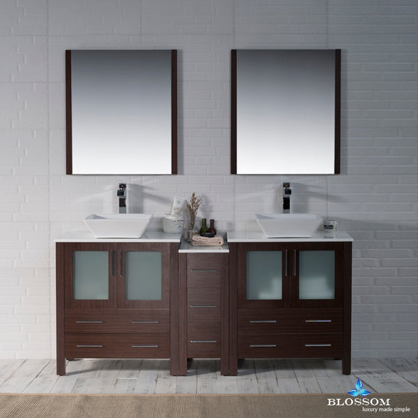 Sydney 72" Double Vanity Set with Vessel Sinks and Mirrors