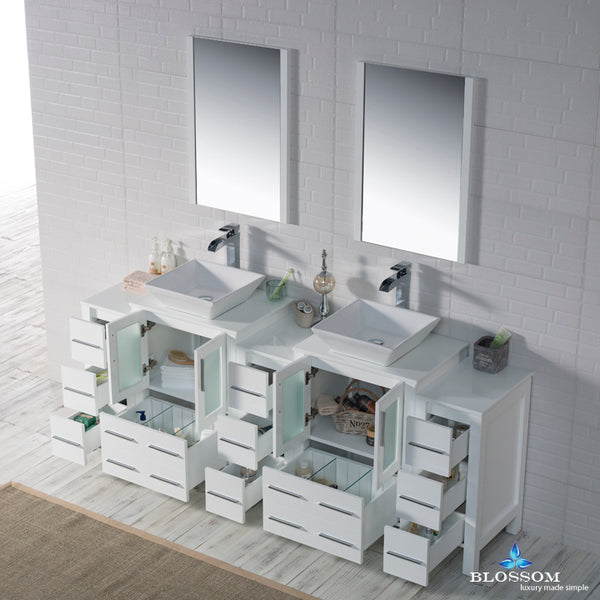 Sydney 84" Vanity Set with Vessel Sink and Double Side Cabinets