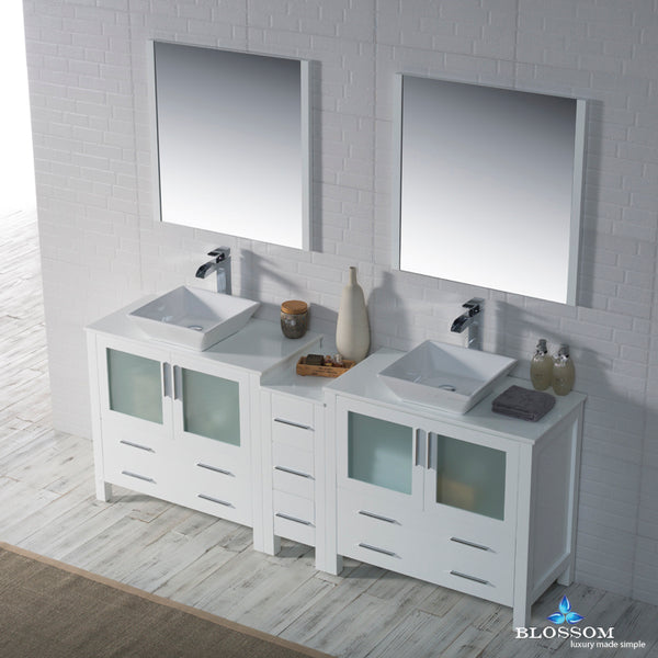 Sydney 84" Double Vanity Set with Vessel Sinks and Mirrors