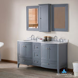 Rome 60" Double Vanity Set with Mirror and Wall Cabinets