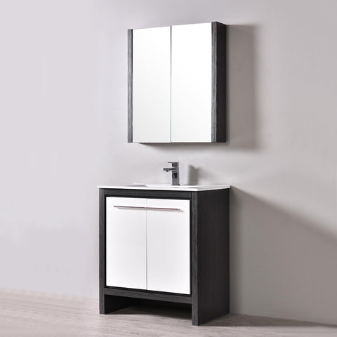 Milan 30" Vanity - Silver Grey Box & Glossy White Door