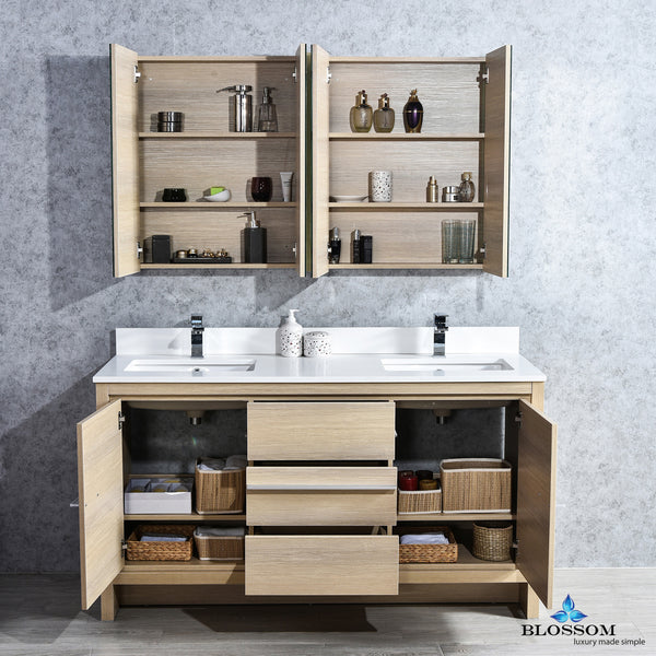 Milan 60" Double Vanity Set with Medicine Cabinets