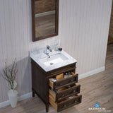 Bordeaux 24" Vanity Set with Mirror and White Carrara Marble Countertop