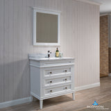 Bordeaux 30" Vanity Set with Mirror and White Carrara Marble Countertop