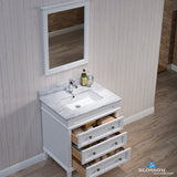 Bordeaux 30" Vanity Set with Mirror and White Carrara Marble Countertop