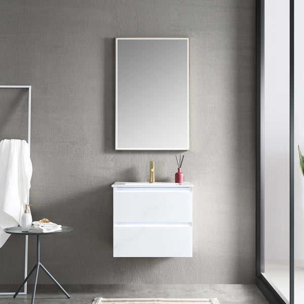 Jena 24" Vanity - Glass - Calacatta White