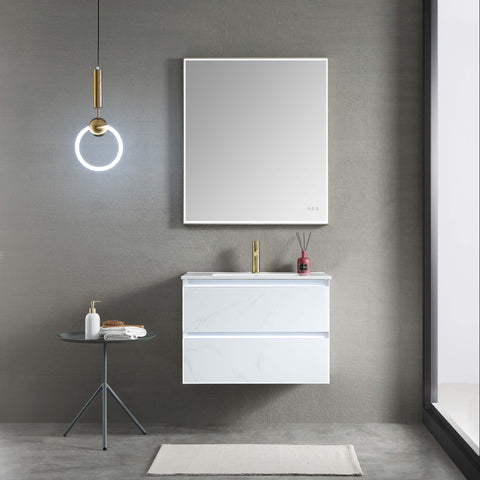 Jena 30" Vanity - Glass - Calacatta White