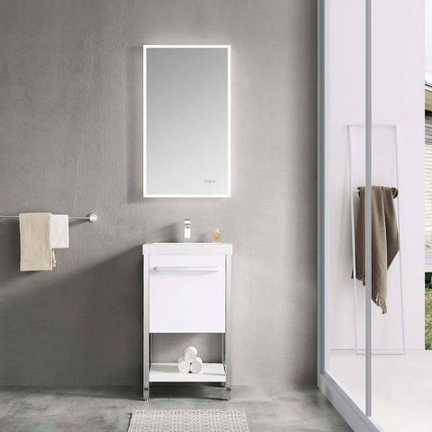 Riga - 20'' Vanity Glossy White with Chrome Frame