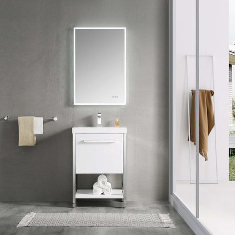 Riga - 24" Vanity - Glossy White Chrome Legs