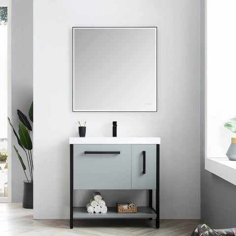 Riga - 36" Vanity - Metal Grey Matte Black Legs