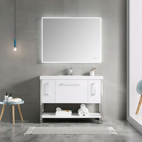 Riga - 48" Vanity Single Sink - Metal Grey Matte Black Legs