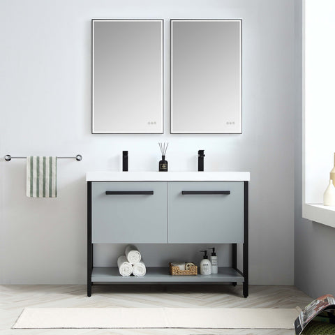 Riga - 48" Vanity Double Sink - Glossy White Chrome Legs
