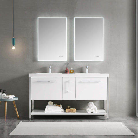 Riga - 60" Vanity - Glossy White Chrome Legs