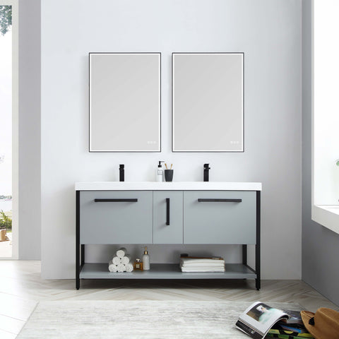 Riga - 60" Vanity - Metal Grey Matte Black Legs