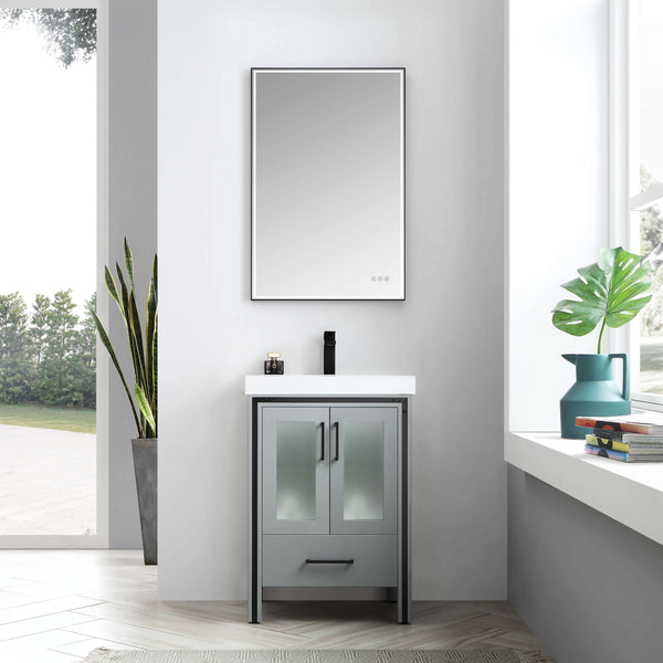 Birmingham - 24" Vanity - Metal Grey with Black Trim