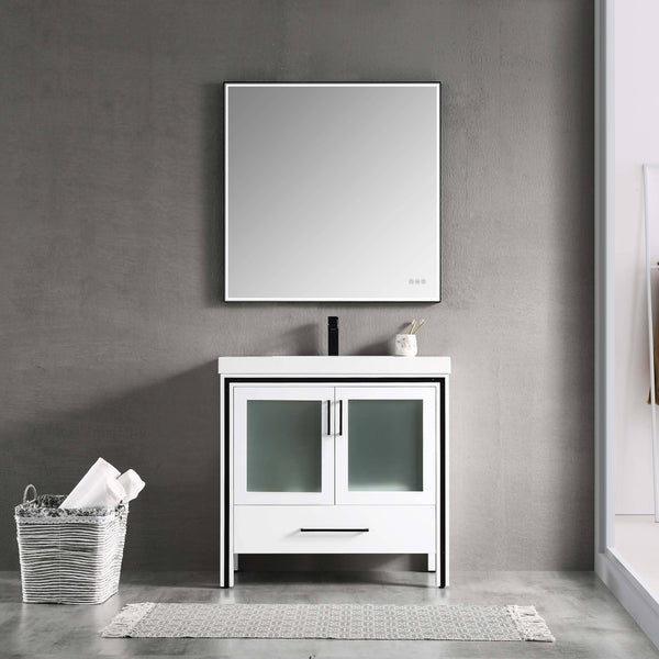 Birmingham - 36" Vanity - Glossy White with Black Trim