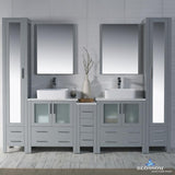 Sydney 102" Vanity Set with Vessel Sinks and Mirror Linen Cabinet