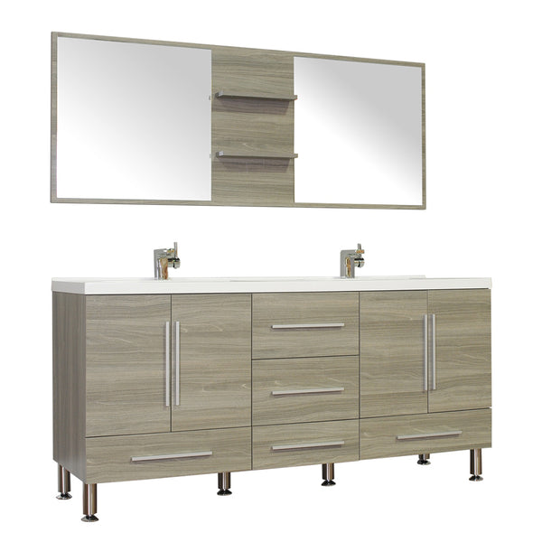 Ripley 67" Double Modern Bathroom Vanity in Gray without Mirror