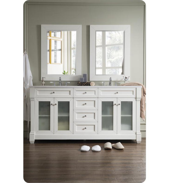 Weston 72" Double Vanity w/ Glass Doors, Cottage White w/ Arctic Fall Top