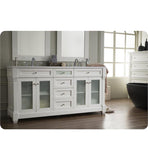 Weston 72" Double Vanity w/ Glass Doors, Cottage White w/ Arctic Fall Top