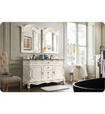 Costa Blanca 60" Double Granite Top Vanity, Antique White