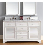 Savannah 60" Cottage White Double Vanity with 2 CM Galala Beige Marble Top