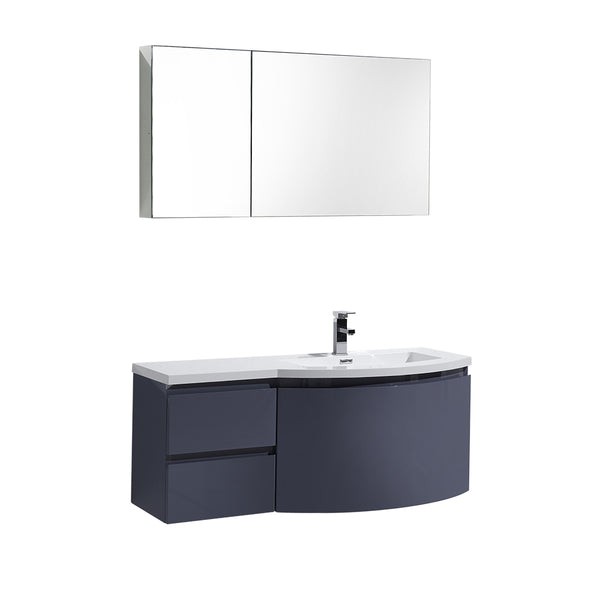 Ripley 48" Single Wall Mount Modern Bathroom Vanity (Right Sided) in Iron Gray without Mirror
