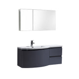 Ripley 48" Single Wall Mount Modern Bathroom Vanity (Left Sided) in Iron Gray without Mirror