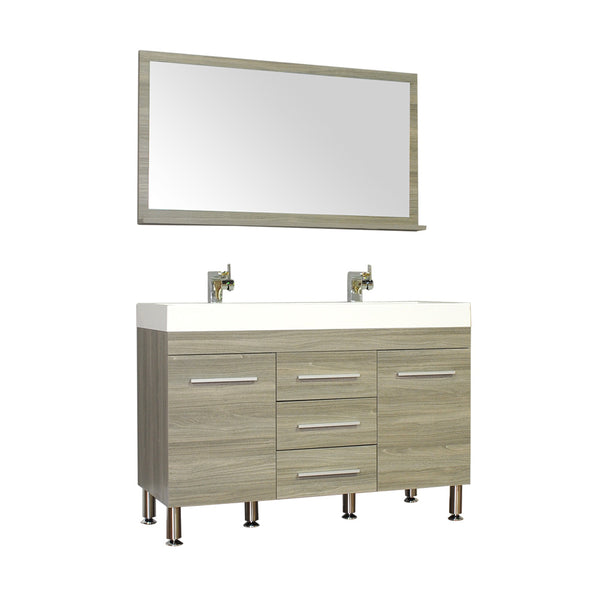 Ripley 48" Double Modern Bathroom Vanity Set in Gray with Mirror