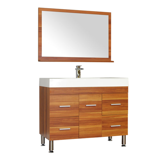 Ripley 39" Single Modern Bathroom Vanity Set in Cherry with Mirror