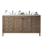 Chicago 60" Double Vanity, White Washed Walnut