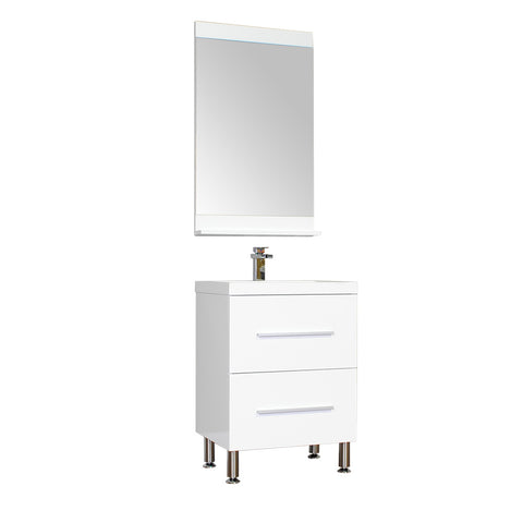 Ripley 24" Single Modern Bathroom Vanity Set in White with Mirror