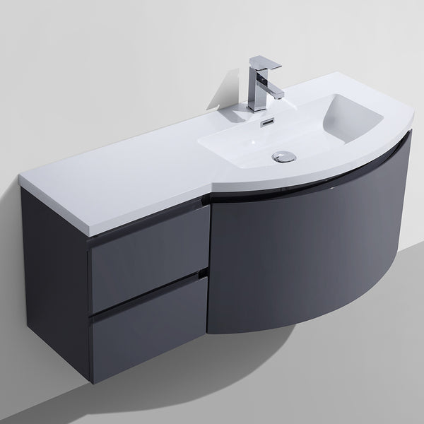 Ripley 48" Single Wall Mount Modern Bathroom Vanity (Left Sided) in White without Mirror