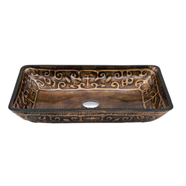 Dawn? Tempered glass, hand-painted glass vessel sink-rectangular shape, Bronze