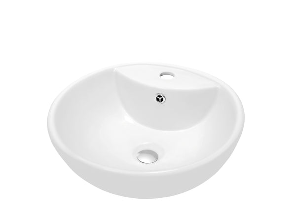 Dawn? Vessel Above-Counter Round Ceramic Art Basin with Single Hole for Faucet and Overflow