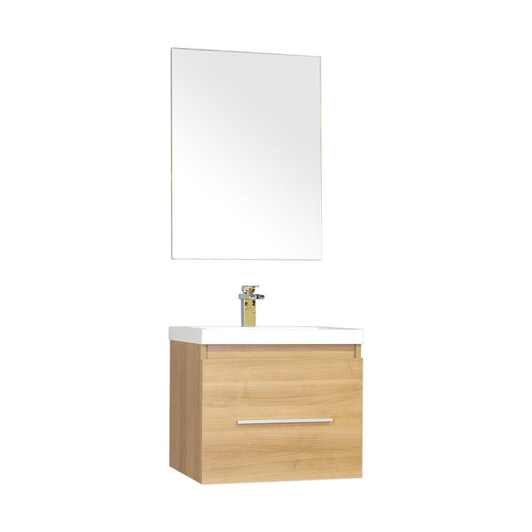 Ripley 24" Single Wall Mount Modern Bathroom Vanity Set in Light Oak with Mirror