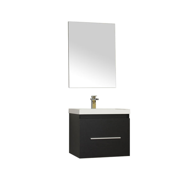 Ripley 24" Single Wall Mount Modern Bathroom Vanity Set in Black with Mirror