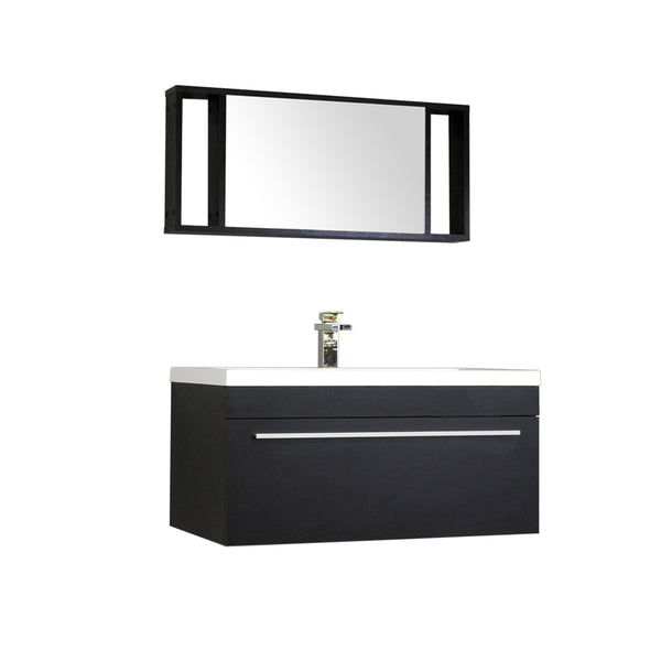 Ripley 36" Single Wall Mount Modern Bathroom Vanity Set in Black with Mirror
