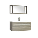 Ripley 36" Single Wall Mount Modern Bathroom Vanity Set in Gray with Mirror