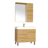 Ripley 36" Single Modern Bathroom Vanity Set in Light Oak with Mirror