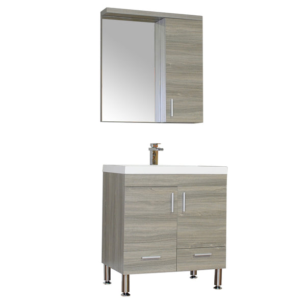 Ripley 30" Single Modern Bathroom Vanity Set in Gray with Mirror