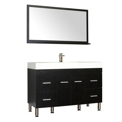 Ripley 47" Single Modern Bathroom Vanity Set in Black with Mirror