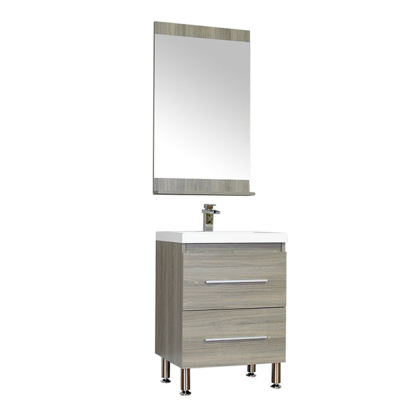 Ripley 24" Single Modern Bathroom Vanity Set in Gray with Mirror