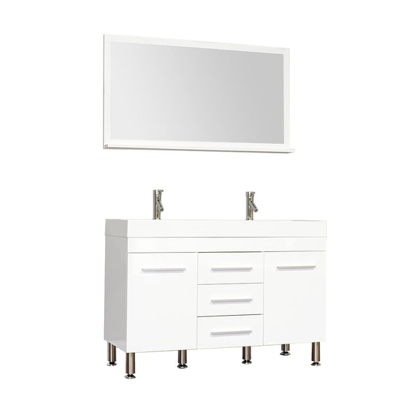 Ripley 48" Double Modern Bathroom Vanity in White without Mirror