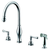 Dawn? 3-Hole, 2-handle widespread kitchen faucet with side spray, Chrome